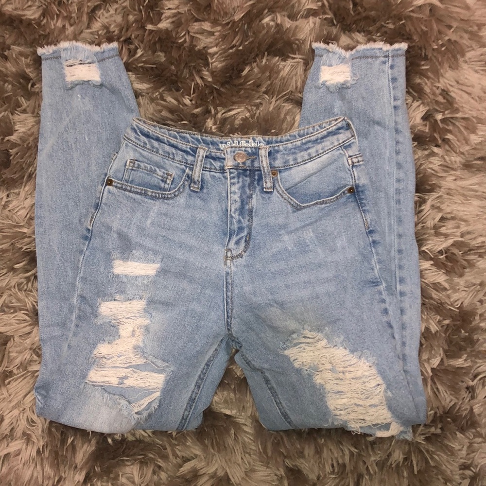 light-wash mom jeans